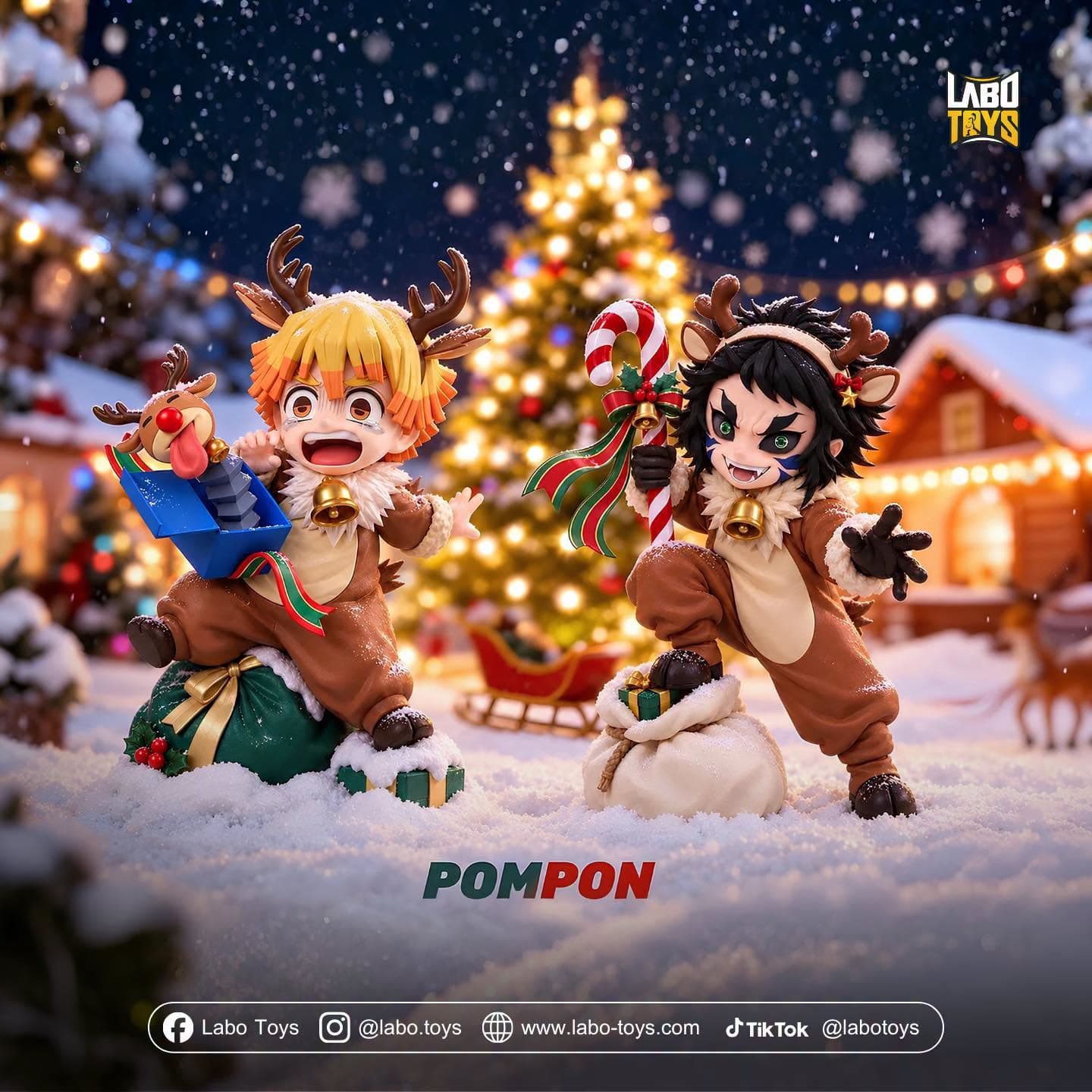 ‘Zenitsu × Kaigaku’ Thunder Twins Christmas Series | Demon Slayer By PomPon Studio