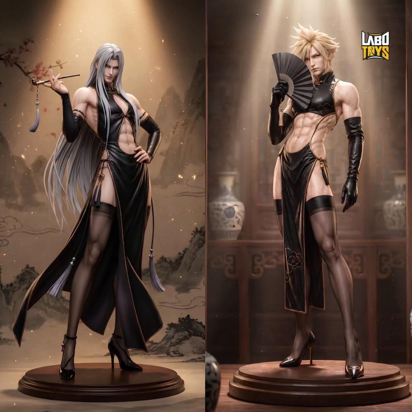 Cheongsam Handsome Man Cosplay Series 001 Cloud Strife X 002 Sephiroth | Final Fantasy | By MOCHI Studio × Floating Light Studio